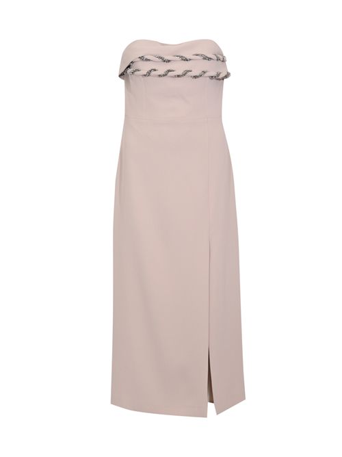 Abito longuette 66666 in crepe con strass TARIK EDIZ | 66666MINK